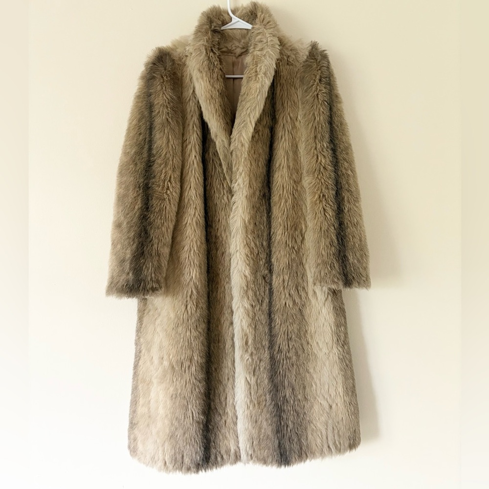 Luxury Faux Fur Long Coat - Taupe